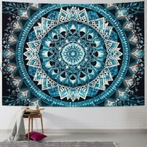 Creowell  boho Bohemian Tapestry tapestry for bedroom teen girl Wall Aesthetic Mandala Psychedelic Hanging Indian Dorm Decor Peacock Multi Color Blue Living Room Home Floral 40x30inch