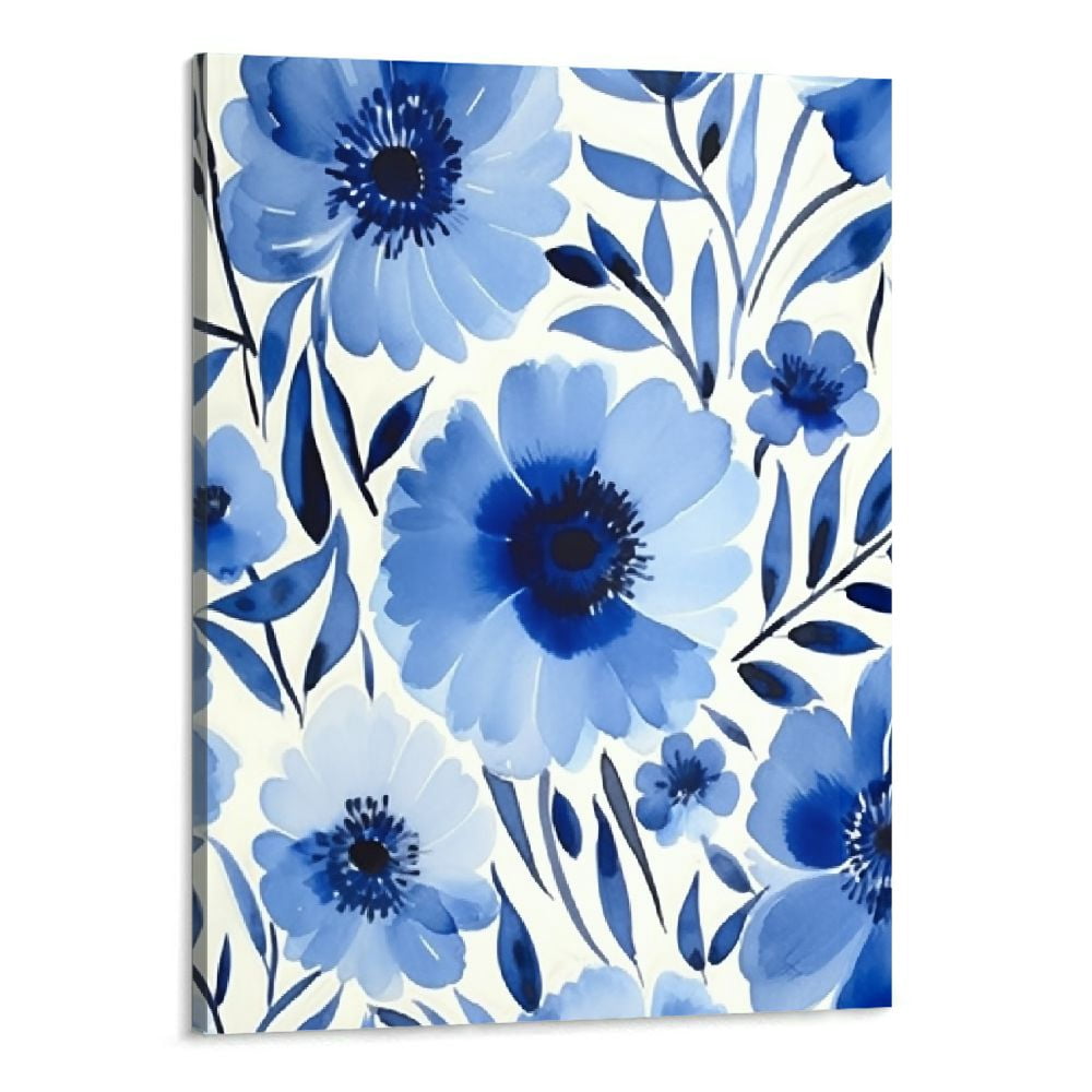 Creowell paintings for living room wall,watercolor blue flowers,in the