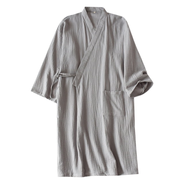 Crepe Cotton Robe Japanese Double Men's Home Robe Cotton Washed Crepe ...