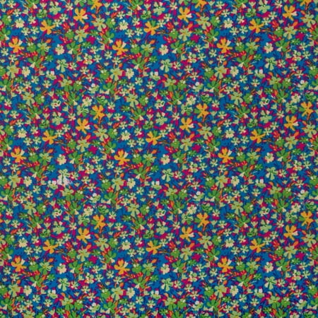 Crepe De Chine Impatiens Royal Blue Sheer Floral Print Fabric 58" Wide By The Yard
