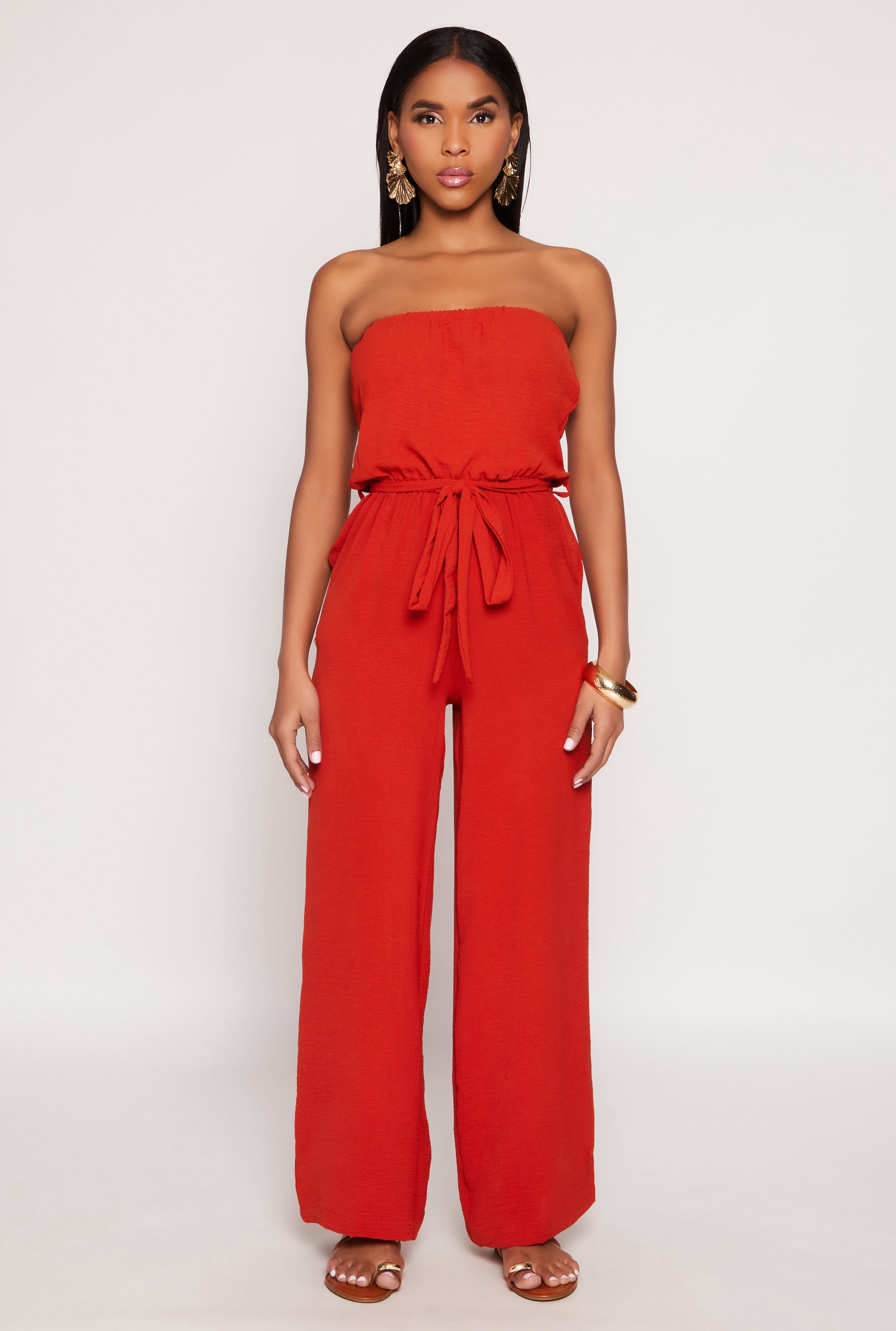 TIE WAIST STRAPLESS JUMPSUIT WARLU DREAMING