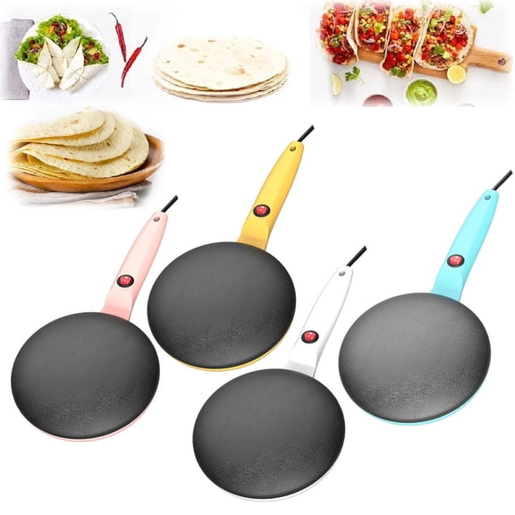 Crepe Maker TASTAN Instant Crepe Maker & 8" Griddle - Auto-Thermostat Non-Stick Pan, Handheld Portable Breakfast Maker, Quick Pancake/Chapati Cooker for Family Meals, Pancake Griddle, Green