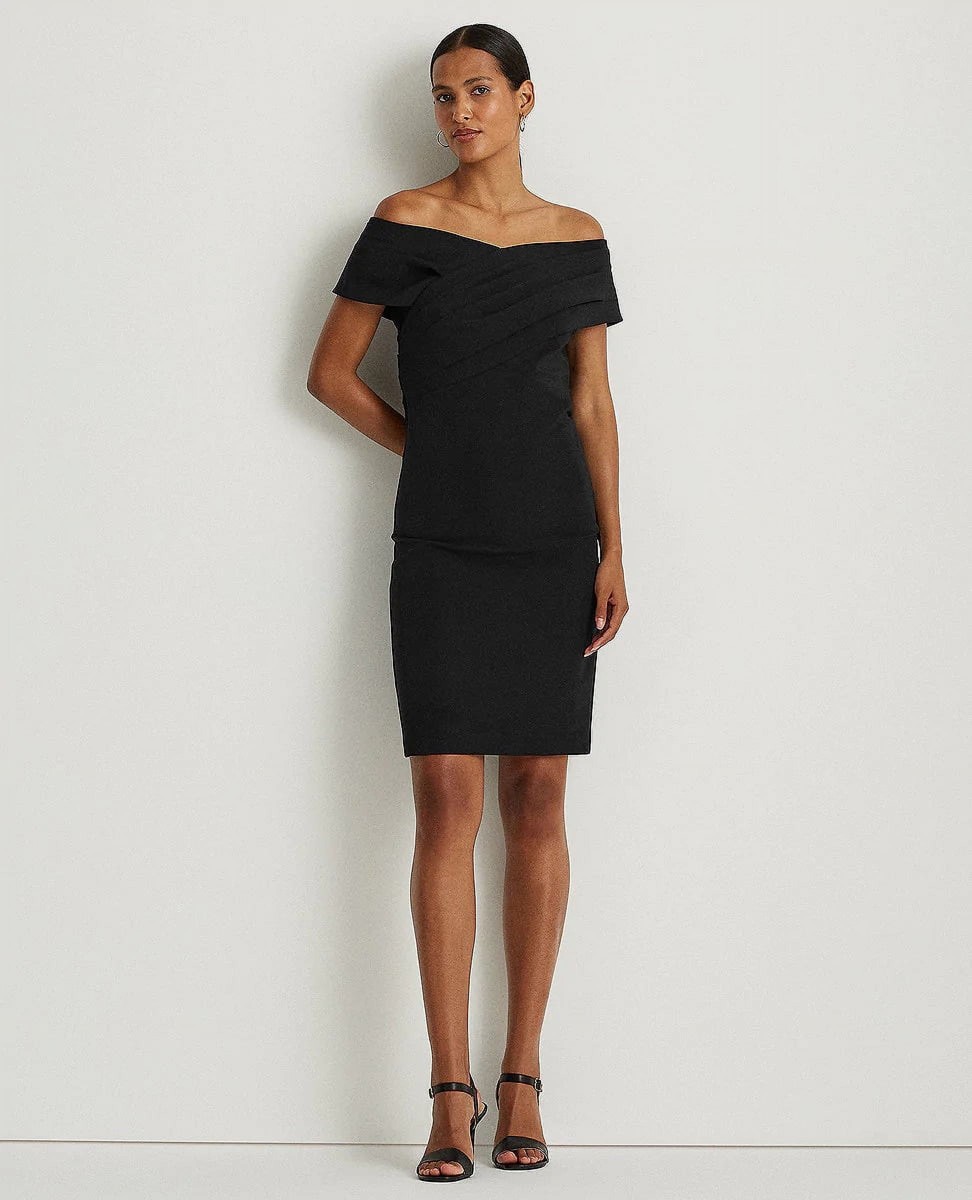 Ralph Lauren Crepe Off-The-Shoulder Cocktail Dress In Black