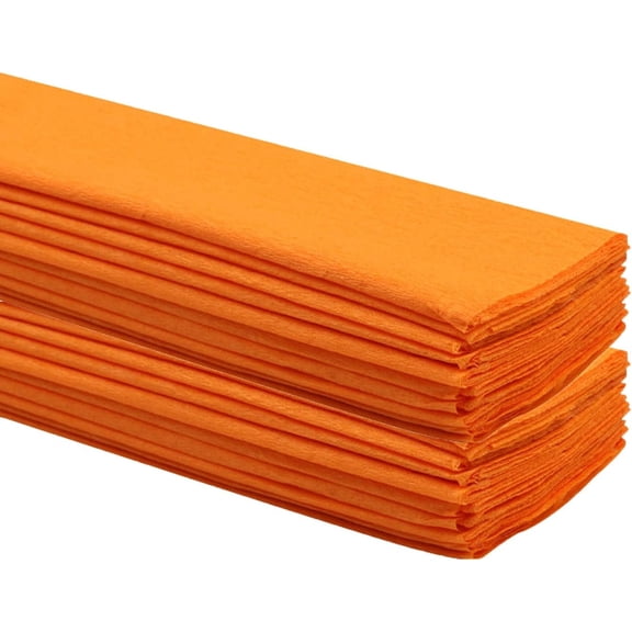 Crepe Paper Folds for DIY Flowers and Crafts, 20 x 39 inch Sheets, Orange, 20 Pack
