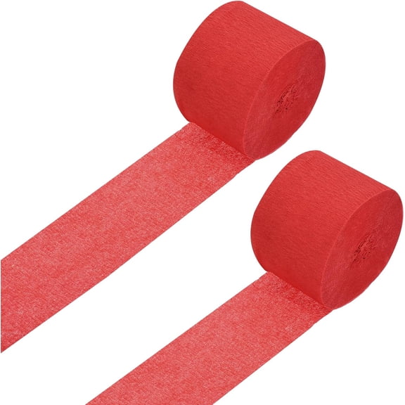 Crepe Paper Roll, Bright Red Streamers Sheets, [for Party Streamer Decorations, Birthday Party] - 1.8 Inch x 82 ft / 2 Roll