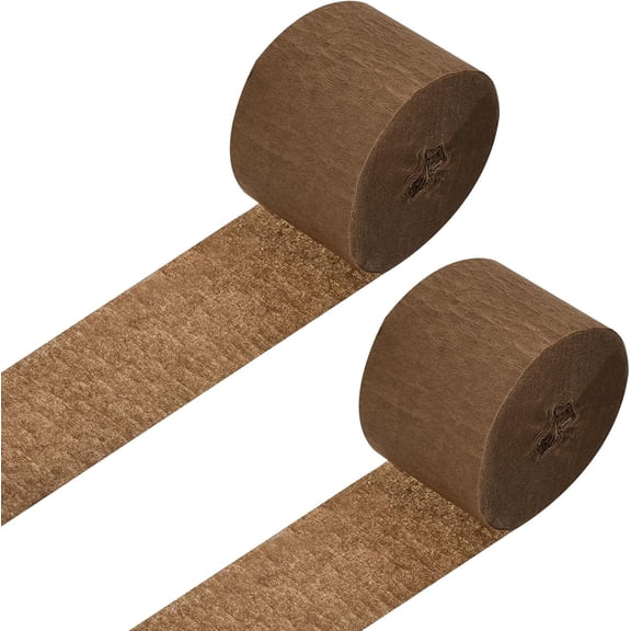 Crepe Paper Roll, Brown Streamers Sheets, [for Party Streamer Decorations, Birthday Party] - 1.8 Inch x 82 ft / 2 Roll