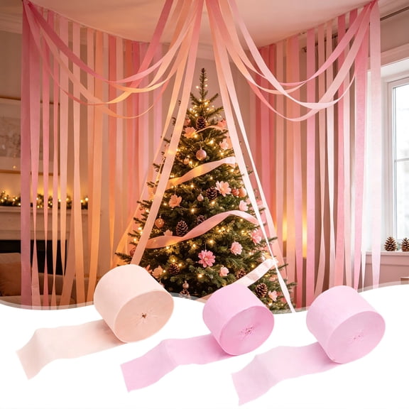 Crepe Paper Streamer Rolls, Crinkled Party Garland Supplies For Gift Wrapping, Table And Party Decor, Style B