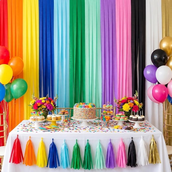 Crepe Paper Streamers 12 Rolls, 984ft Rainbow Party Decorations, 1.77 Inch x 82 Ft/Roll for Birthday Wedding Mother's Day Graduation Shower Decor