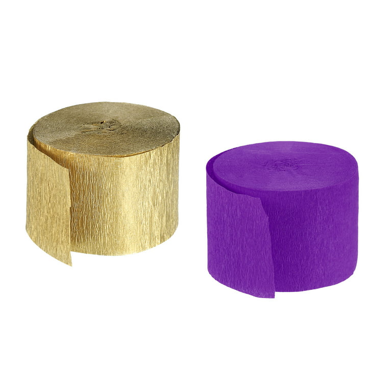 Crepe Paper Streamers 2 Rolls 72ft in 2 Colors for DIY(Purple,Gold Tone)