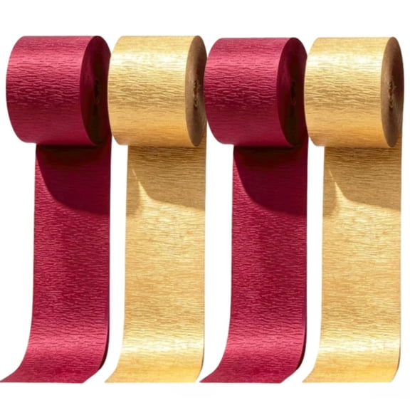 Crepe Paper Streamers 4 Rolls 328 Ft Party Decorations Gold for Weddings, Birthdays 1.8 Inch