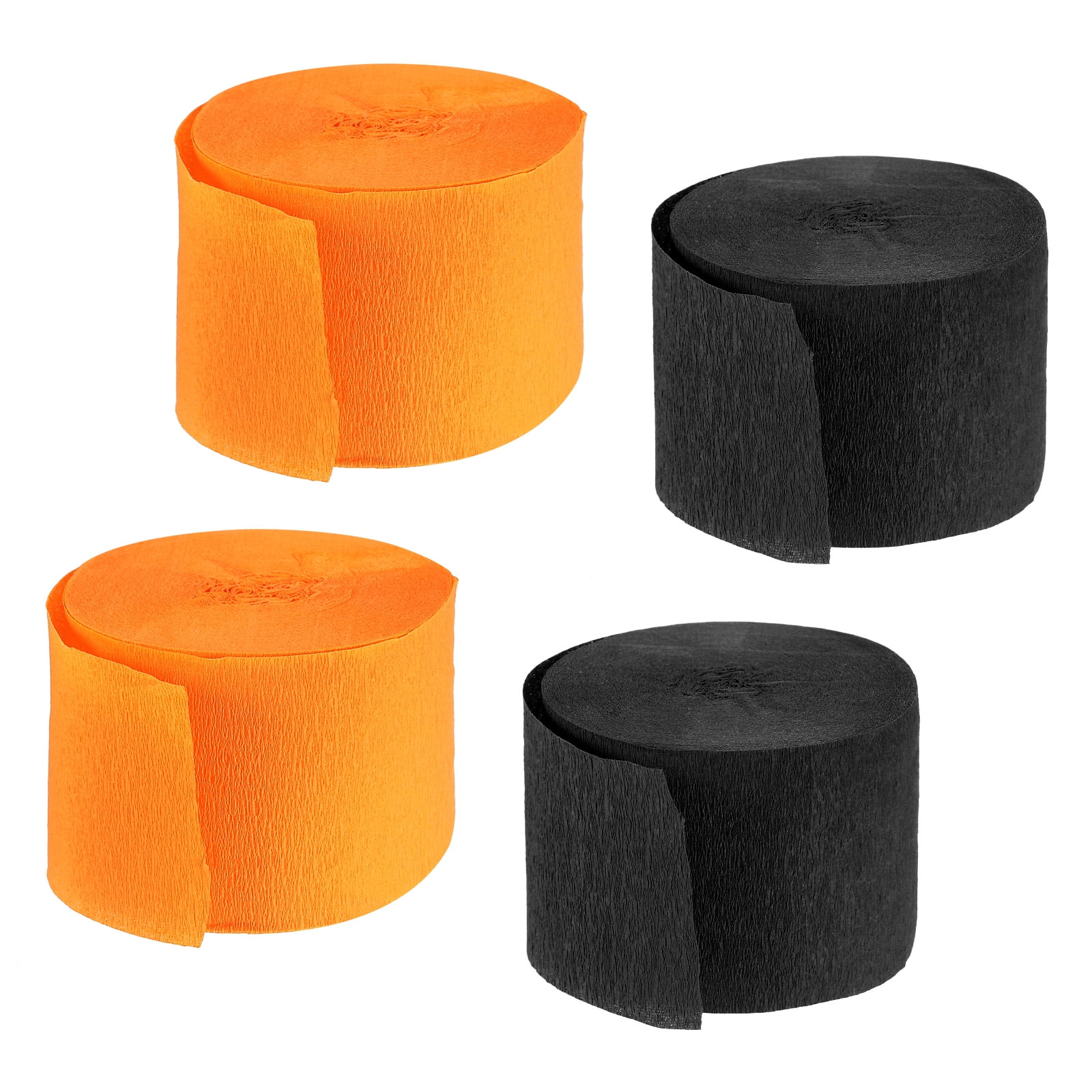 Crepe Paper Streamers 4 Rolls 72ft in 2 Colors for DIY(Orange,Black) 