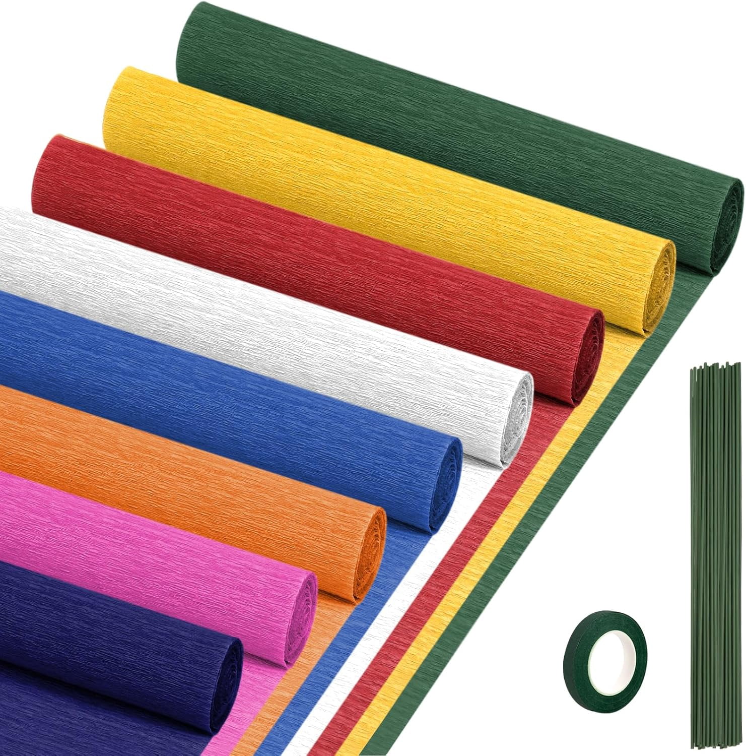 Crepe Paper Streamers 8 Rolls, 10 x 98Inch 8 Memphis Colors Crepe Paper Sheets for DIY Gift Colourful Paper Flower Wrapping Paper Crafts Birthday Wedding Holiday Party Decorations