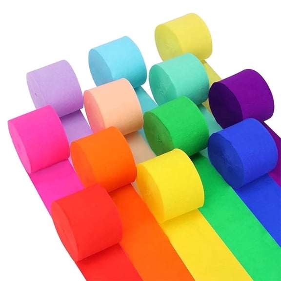 Crepe Paper Streamers Birthdays, Baby Showers, Christmas, Halloween, Weddings, 12 Rolls, Colorful
