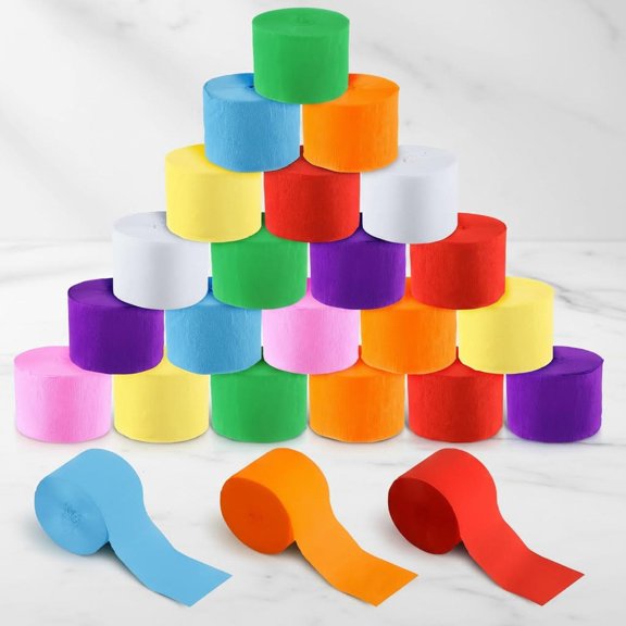 Crepe Paper Streamers Rainbow Streamers Party Decoration for Birthday Wedding Ceremony DIY Crafts(Assorted Colors)