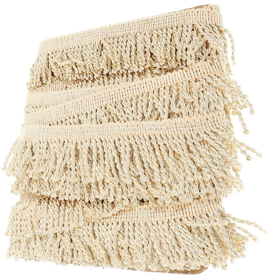 Fringed Trim Tassel for DIY Sewing Projects Golden Polyester Silk Elegant Decorative Border 1 Roll