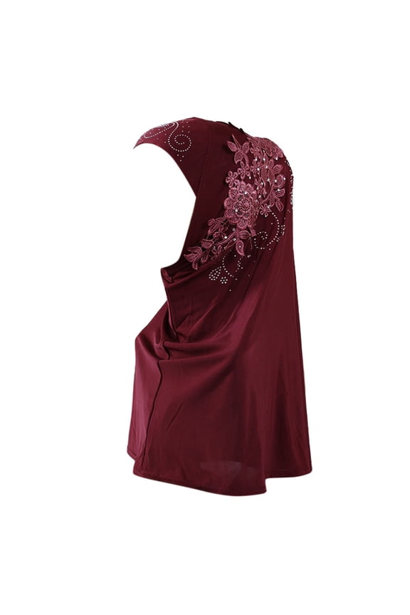 Crepe Pull Over Headscarf, Double Loop Daily Hijab, Convenient Solid Color Shawl, Soft Smooth Easy Wear Head Wrap For Daily Outing Home Wear Leisure Travel Simple Practical Head Accessory,Red