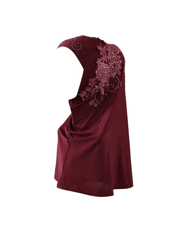 Crepe Pull Over Headscarf, Double Loop Daily Hijab, Convenient Solid Color Shawl, Soft Smooth Easy Wear Head Wrap For Daily Outing Home Wear Leisure Travel Simple Practical Head Accessory,Red