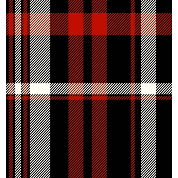 Crepe Techno Printed Tilon, Knit Fabric, Plaid Fabric, Prom Dress (BLACK/RED/IVORY, HalfaYard)