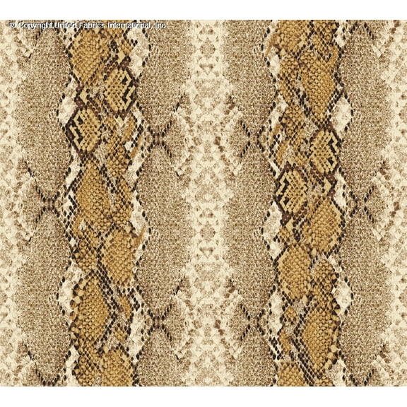 Crepe Techno Printed Viper Room, Knit Fabric, Snake Skin Print, Dress Fabric (CURRY/COCO/STONE, HalfaYard)