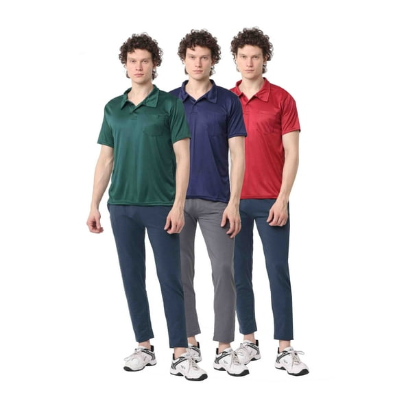 Crepeon DriFit Polo Neck Plain Half Sleeve T shirts (Pack of 3) (XXL)