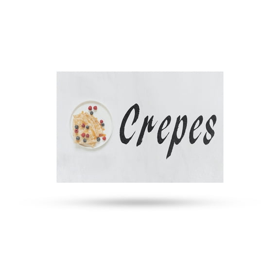 Crepes Vinyl Decal 12 Inch x 16 Inch Weatherproof Heavy-Duty Adhesive Backing | French Cuisine, Breakfast Favorites, Street Food Promotions | Made in USA