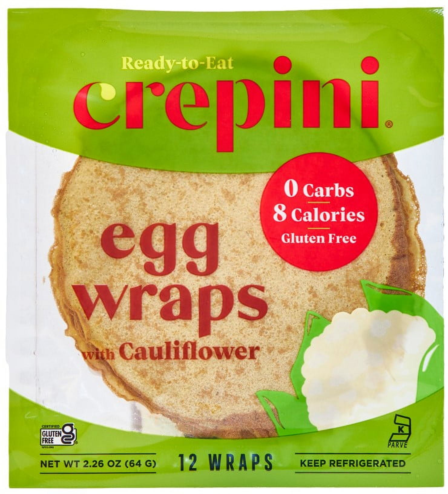 Crepini Egg Wraps with Cauliflower, 2.26 oz 12 count per pack