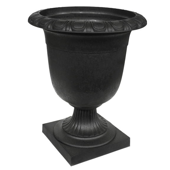 Tierra Verde Self-Watering Urn Planter, Crescendo, 19"W x 23"H, Black