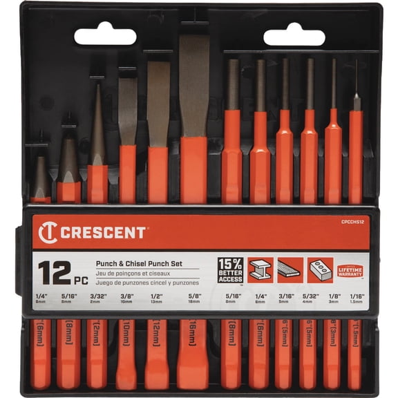 Crescent 12-Piece Punch & Cold Chisel Set - Pack of 4