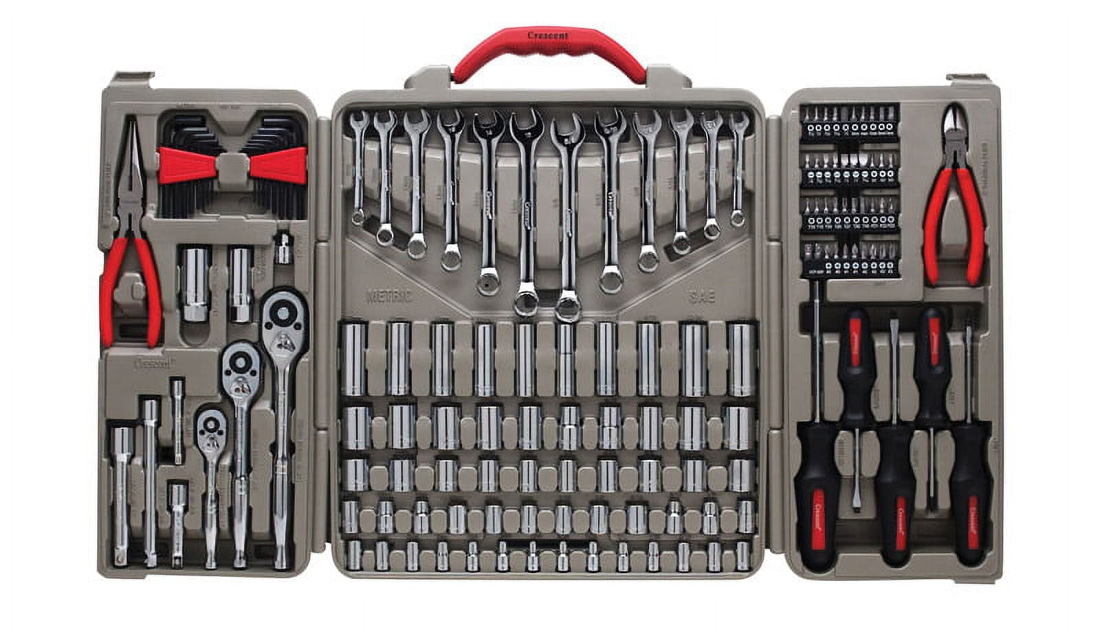 Crescent 148 pc. Assorted Sizes x 1/4, 3/8 and 1/2 in. drive Metric and SAE  and 12 Point Mechanic's Tool Set