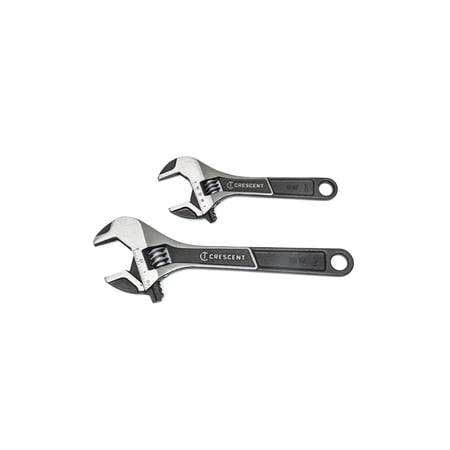 Crescent 2 Piece Adjustable Wrench Set, 6 In and 10 In Wide Jaw Wrenches