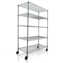 Crescent 4000 LBS Capacity, 36W 18L 76H Chrome, 5 Tier NSF Wire Shelving Rack for Storage in Garage Kitchen Bathroom Bedroom Bathroom, Heavy Duty Rolling Storage Shelfs with 4" Casters