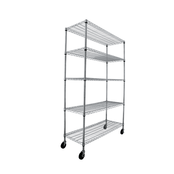 Crescent 4000 LBS Capacity, 48W 18L 76H Epoxy Coated Gray, 5 Tier NSF Wire Shelving Rack for Storage in Garage Kitchen Bathroom Bedroom Bathroom, Heavy Duty Rolling Storage Shelfs with 4" Casters