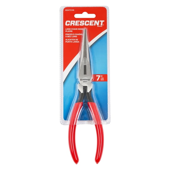 Crescent 6546NN - 6-5/8" Box Joint Straight Dipped Handle Side Cutting Long Chain Nose Pliers