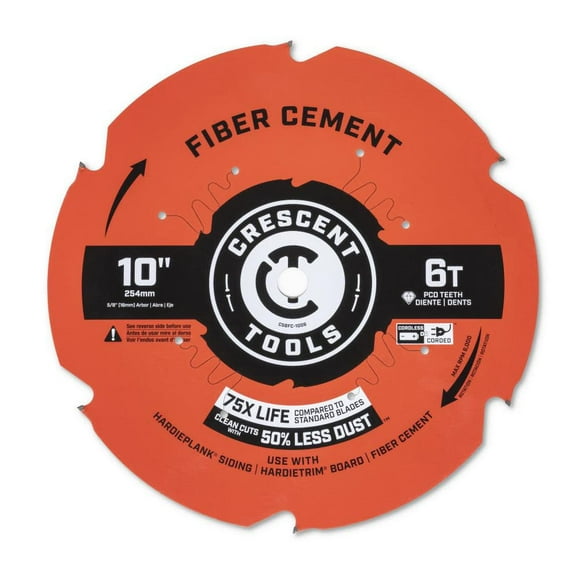 Crescent Apex Circular Saw Blade 10In X 6 Tooth Fiber Cement