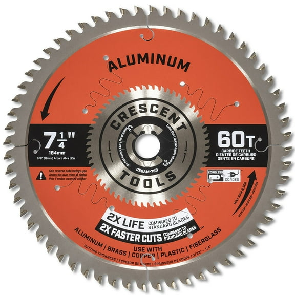 Crescent Apex Circular Saw Blade 7 1/4In X 60 Tooth Medium Aluminum
