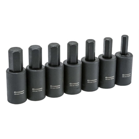 Crescent Assorted Sizes x 1/2 in. drive Metric 6 Point Hex Bit Socket Set 7 pc.