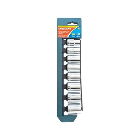 Crescent Assorted Sizes x 1/2 in. drive SAE 12 Point Socket Set 8 pc.
