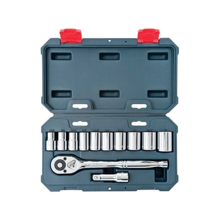 Crescent Assorted Sizes x 1/2 in. drive SAE 12 Point Socket Wrench Set 12 pc.