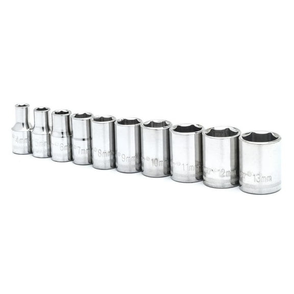 Crescent Assorted Sizes x 1/4 in. drive Metric 6 Point Socket Set 10 pc.