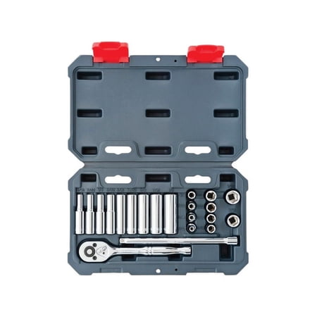Crescent Assorted Sizes x 1/4 in. drive SAE 6 Point Socket Wrench Set 21 pc.