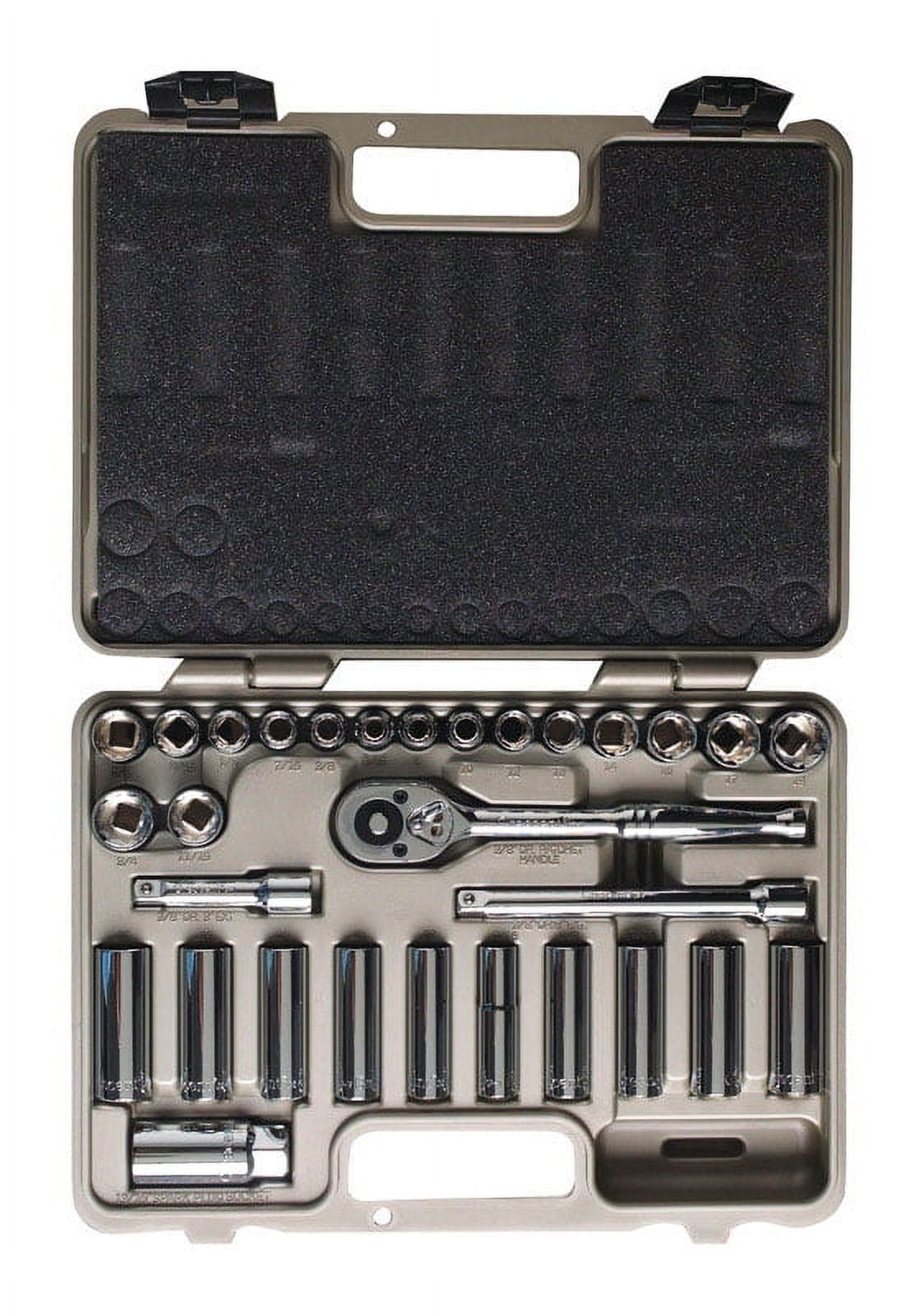 Crescent Assorted Sizes x 3/8 in. drive Metric and SAE 6 and 12 Point  Socket Wrench Set 30 pc.
