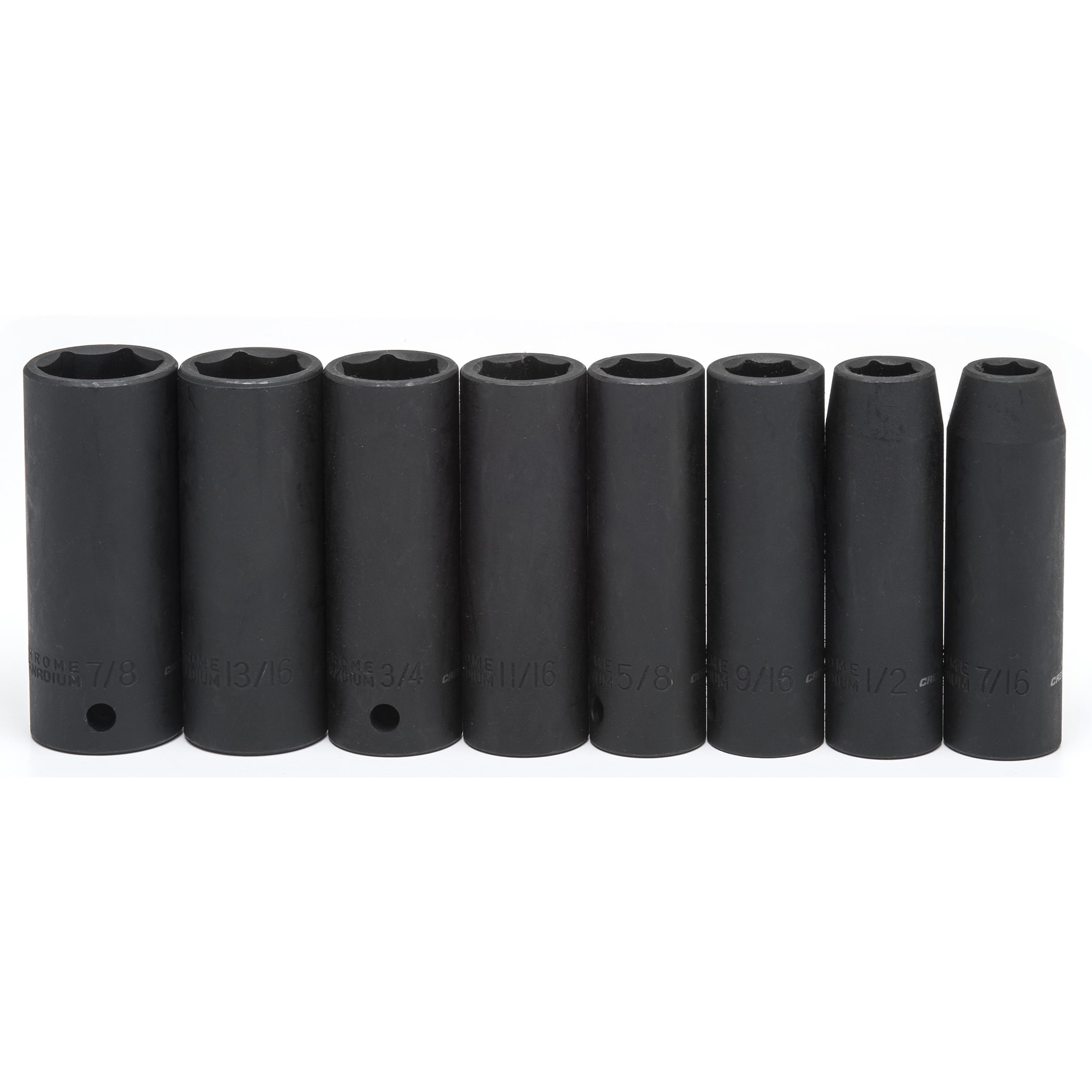 Crescent CIMS2N 1/2" Drive 6 Pt Black SAE Deep Impact Socket Set 8 Piece