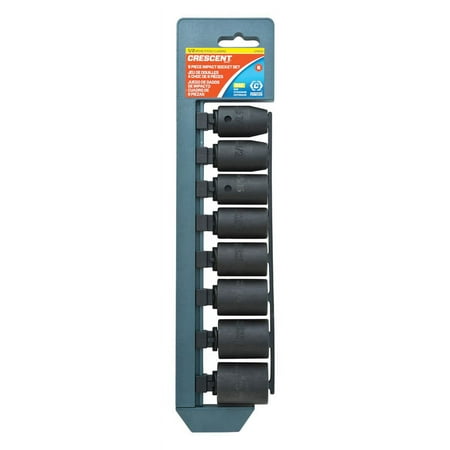 Crescent Assorted in. x 1/2 in. drive SAE 6 Point Impact Socket Set 8 pc.