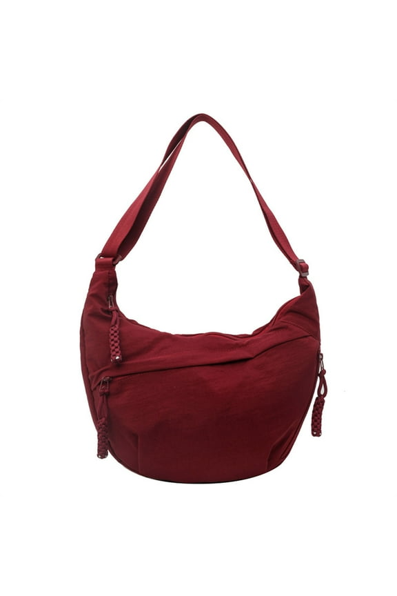 Crescent Bag for Women Men Nylon Crossbody Bags,Multi-Pocket Sling Bag Roomy Hobo Bags Moon Bag Slouchy Dumpling Bag Purse