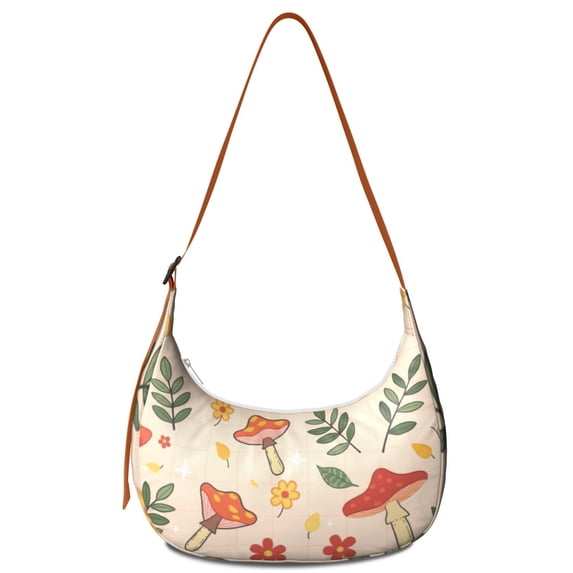 Crescent Bag for Women Men Trendy,Shoulder Bag with Adjustable Strap Mushroom
