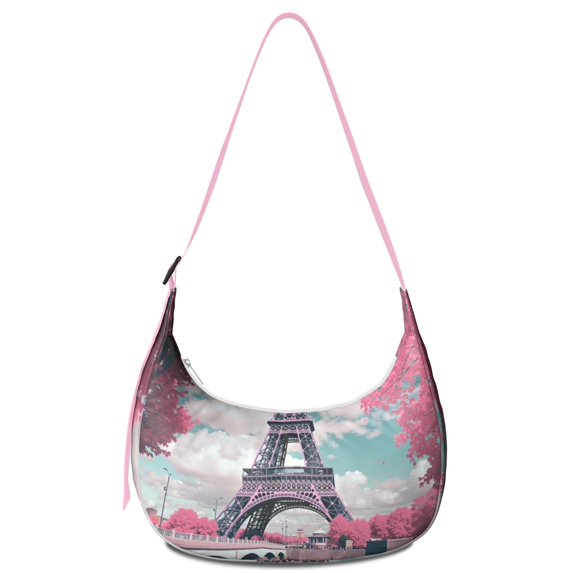 Crescent Bag for Women Men Trendy,Shoulder Hobo Small Purse with Adjustable Strap Paris