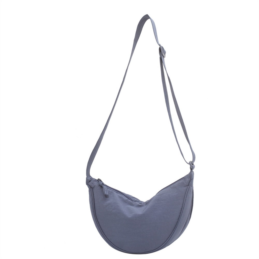 Women's Quilted Nylon Crescent Bag - Dumpling Crossbody Hobo With Adjustable Strap