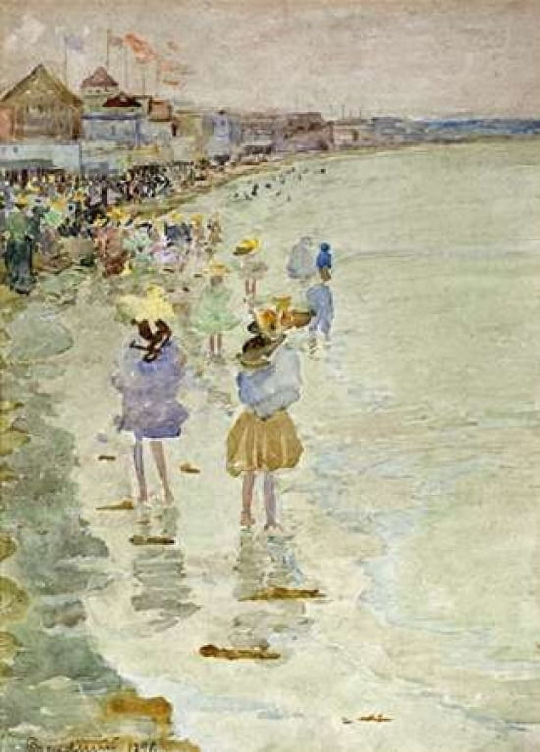 Crescent Beach Canvas Art - Maurice Brazil Prendergast (18 x 24)