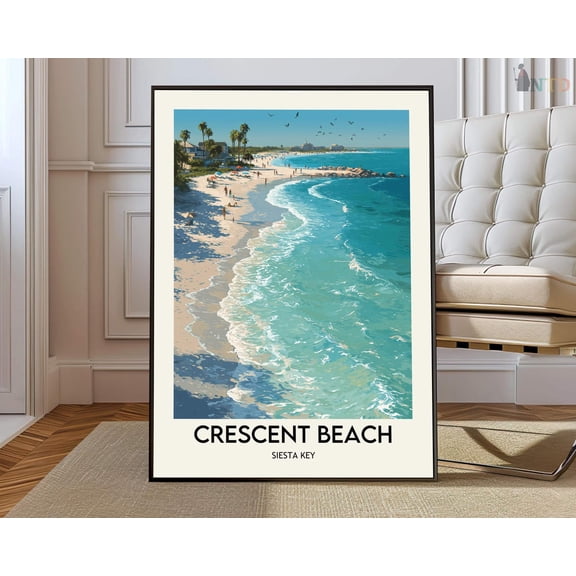 Crescent Beach Siesta Key Florida Poster, Unframed Paper Poster 8x10in