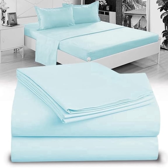 Crescent Bedding 100% Microfiber Double Brushed Sheet Set - Extra-Soft & Wrinkle-Free - 15" Deep Pockets, 39" x 80" - 3 PC Set (Twin XL, Mint Blue)
